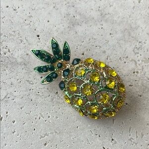 Macy's Green and Yellow Crystal Pineapple Brooch